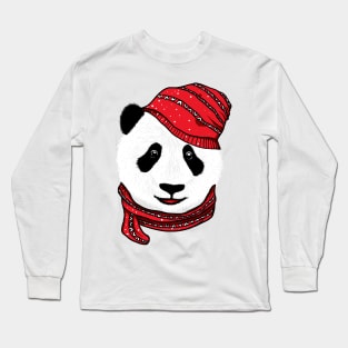 PANDA FACE SCARF Long Sleeve T-Shirt